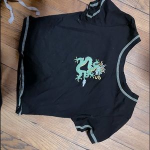 Shein, XS, black and green stitching, DRAGON DESIGN, cropstop